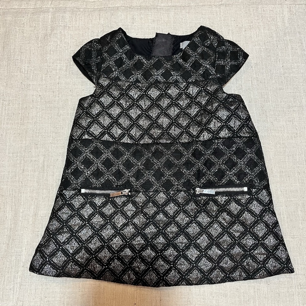 Tahari Baby Girl Dress Black Silver 12mo